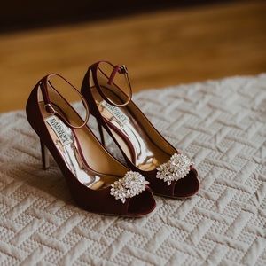 Badgley Mischka Burgundy Kali Ankle Strap Pumps